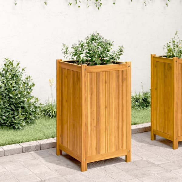 vidaXL Plantekasse med foring 42x42x75 cm helte akasie