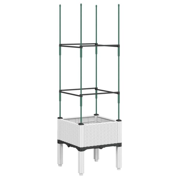 vidaXL Plantekasse med espalier hvit 40x40x142,5 cm PP