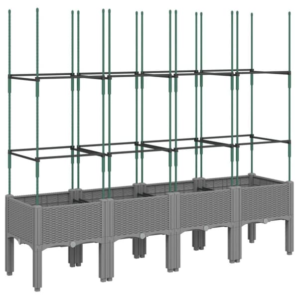 vidaXL plantekasse med espalier 160x40x142,5 cm PP lysegrå