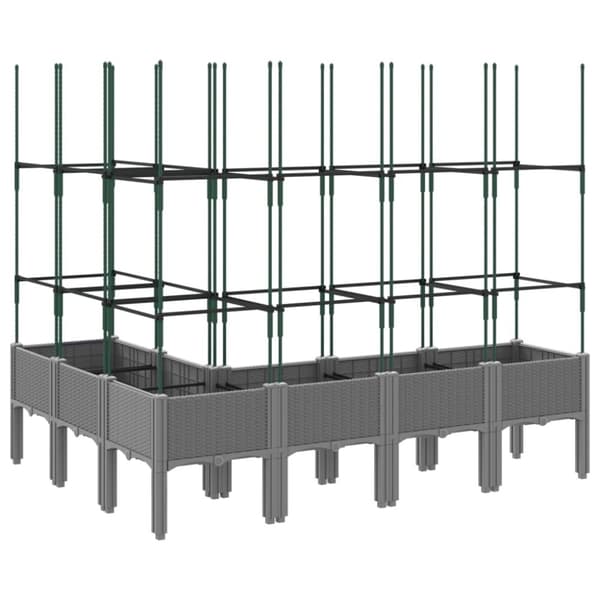 vidaXL Plantekasse med espalier lysegrå 160x120x142,5 cm PP