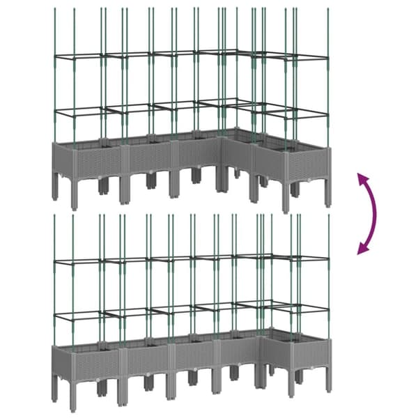 vidaXL Plantekasse med espalier lysegrå 160x120x142,5 cm PP