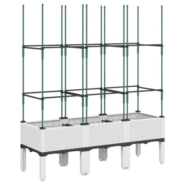 vidaXL Plantekasse med espalier hvit 120x40x142,5 cm PP