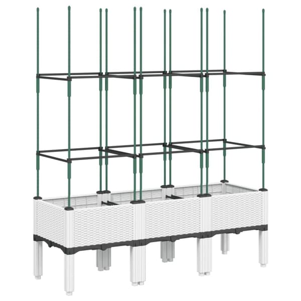vidaXL plantekasse med espalier 120x40x142,5 cm PP hvid
