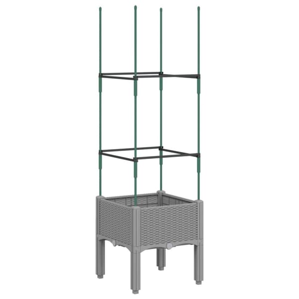 vidaXL plantekasse med espalier 40x40x142,5 cm PP lysegrå