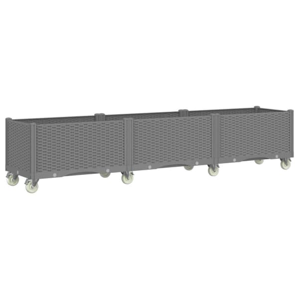 vidaXL plantekasse med hjul 240x50x54 cm PP lysegrå