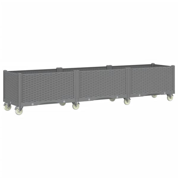 vidaXL plantekasse med hjul 240x50x54 cm PP lysegrå