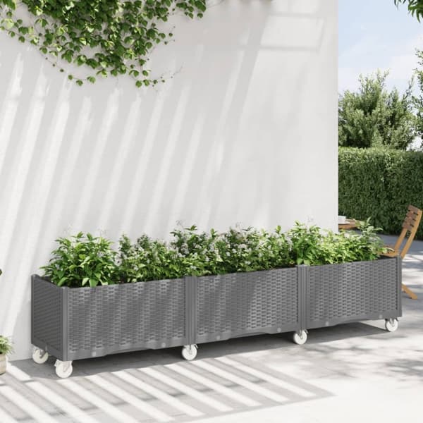 vidaXL plantekasse med hjul 240x50x54 cm PP lysegrå