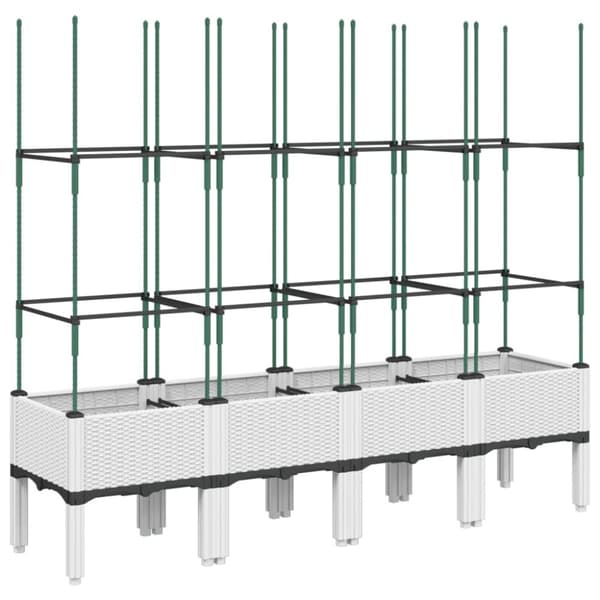 vidaXL plantekasse med espalier 160x40x142,5 cm PP hvid