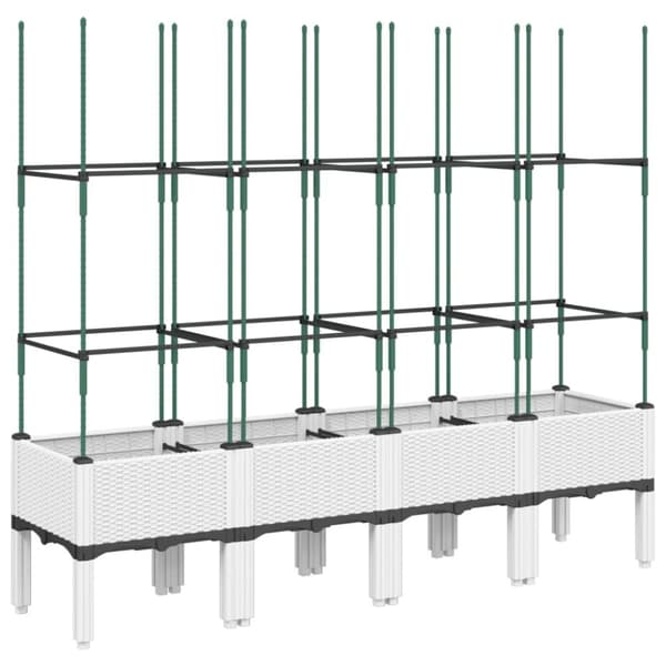 vidaXL plantekasse med espalier 160x40x142,5 cm PP hvid