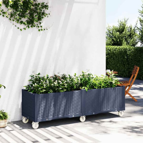 vidaXL plantekasse med hjul 160x50x54 cm PP grå