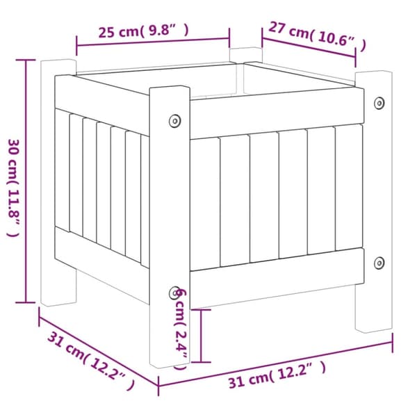 vidaXL plantekasse med for 31x31x30 cm massivt akacietræ