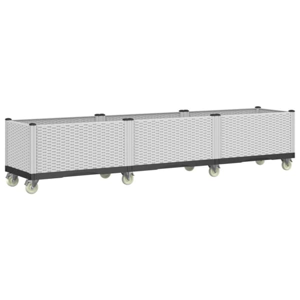 vidaXL plantekasse med hjul 240x50x54 cm PP hvid