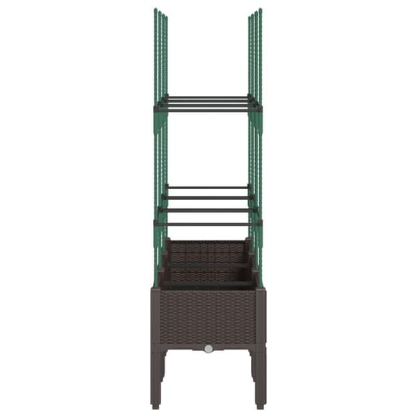 vidaXL Plantekasse med espalier brun 120x40x142,5 cm PP