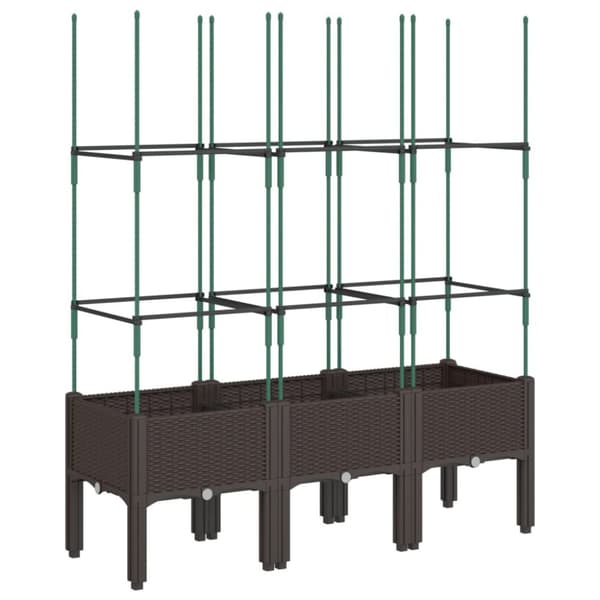 vidaXL Plantekasse med espalier brun 120x40x142,5 cm PP