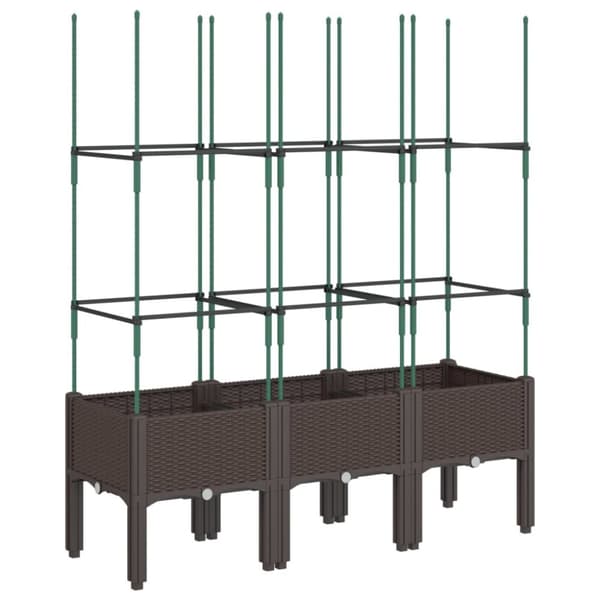 vidaXL plantekasse med espalier 120x40x142,5 cm PP brun