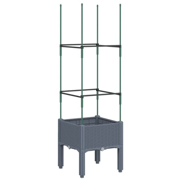 vidaXL plantekasse med espalier 40x40x142,5 cm PP grå