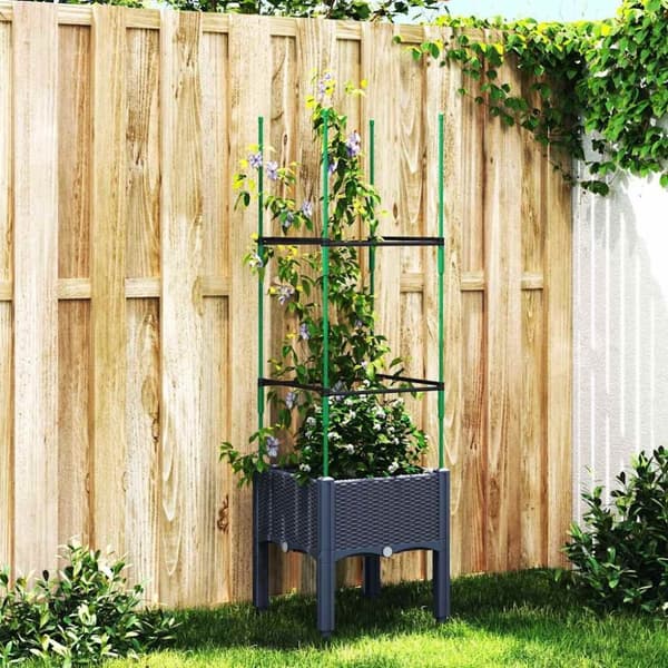 vidaXL plantekasse med espalier 40x40x142,5 cm PP grå