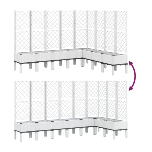 vidaXL Odlingslåda med spaljé vit 200x160x142 cm PP