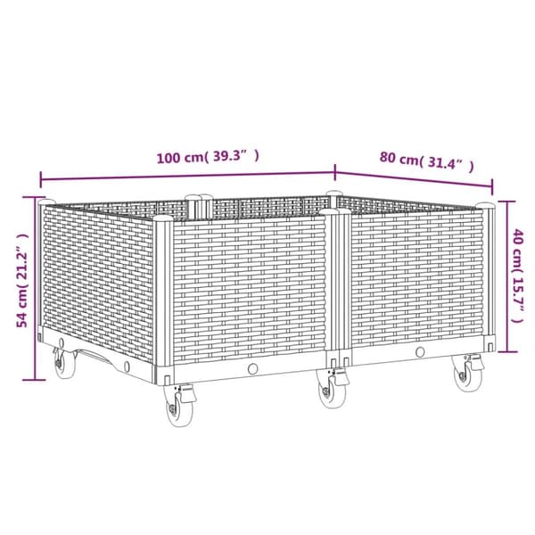vidaXL plantekasse med hjul 100x80x54 cm PP hvid