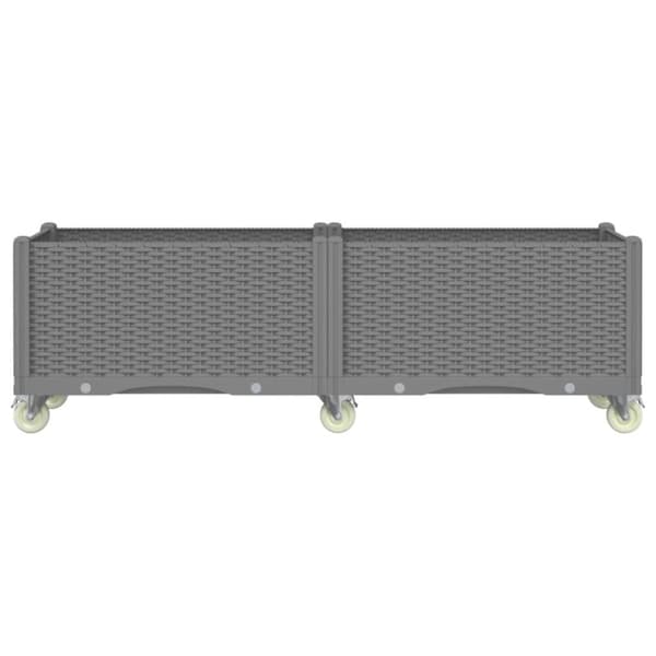 vidaXL plantekasse med hjul 160x50x54 cm PP lysegrå