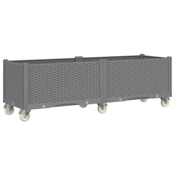 vidaXL plantekasse med hjul 160x50x54 cm PP lysegrå