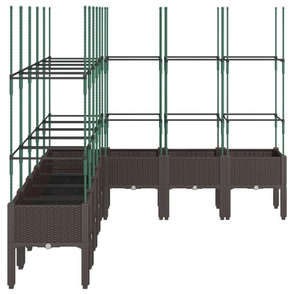 vidaXL Plantekasse med espalier brun 200x160x142,5 cm PP