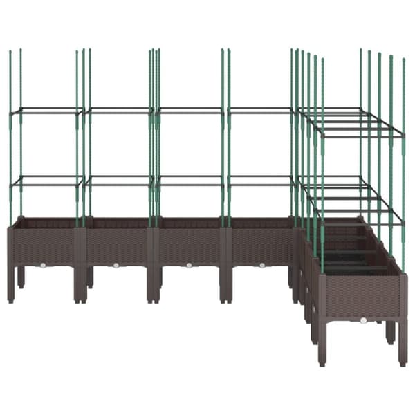 vidaXL Plantekasse med espalier brun 200x160x142,5 cm PP