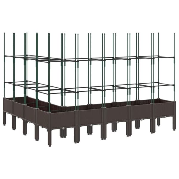 vidaXL plantekasse med espalier 200x160x142,5 cm PP brun
