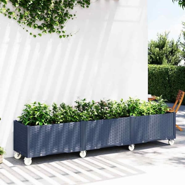 vidaXL plantekasse med hjul 240x50x54 cm PP grå