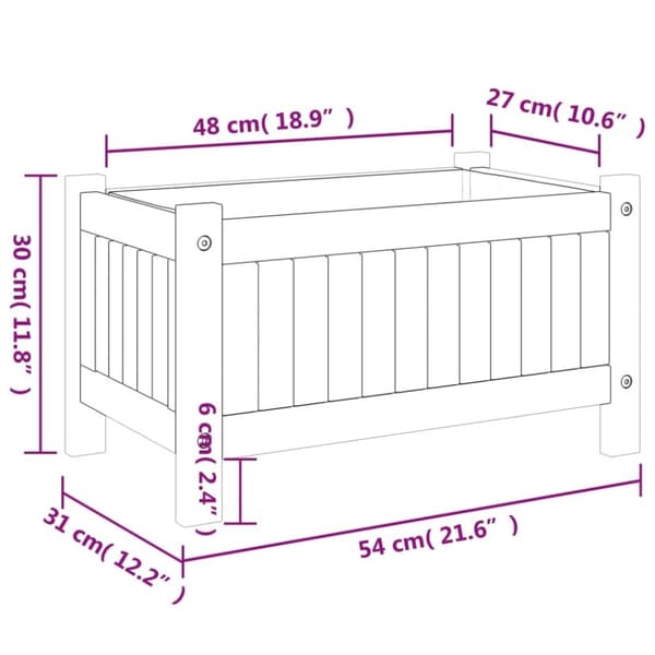 vidaXL plantekasse med for 54x31x30 cm massivt akacietræ