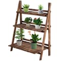Miniatyrbillede 11 af 11: Rootz Plant Ladder - Flower Shelf - Plant Stairs - Flower Bench - Flower Stand - 3-tier - Fir Wood - Dark Brown - 80 x 37 x 93 cm