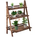Miniatyrbillede 1 af 11: Rootz Plant Ladder - Flower Shelf - Plant Stairs - Flower Bench - Flower Stand - 3-tier - Fir Wood - Dark Brown - 80 x 37 x 93 cm