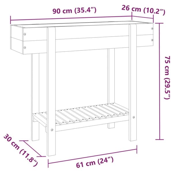 vidaXL Odlingslåda upphöjd 90x30x75 cm massivt akaciaträ