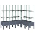 Miniatyrbillede 3 af 8: vidaXL plantekasse med espalier 160x120x142,5 cm PP grå