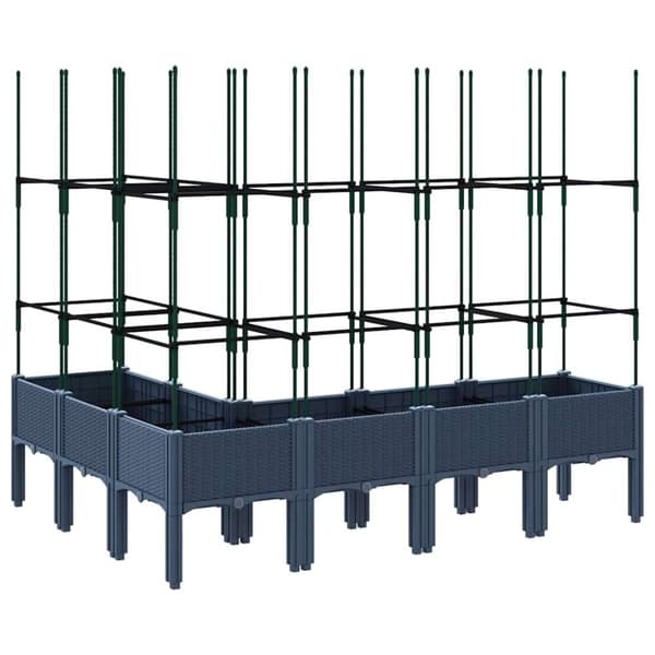 vidaXL plantekasse med espalier 160x120x142,5 cm PP grå