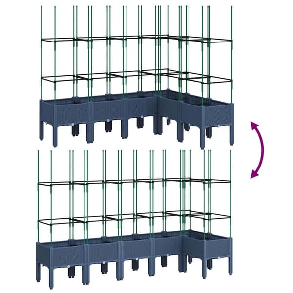 vidaXL plantekasse med espalier 160x120x142,5 cm PP grå
