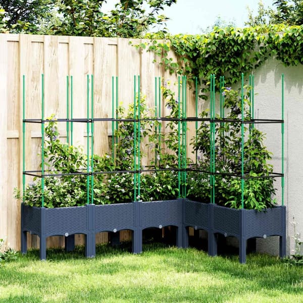 vidaXL plantekasse med espalier 160x120x142,5 cm PP grå