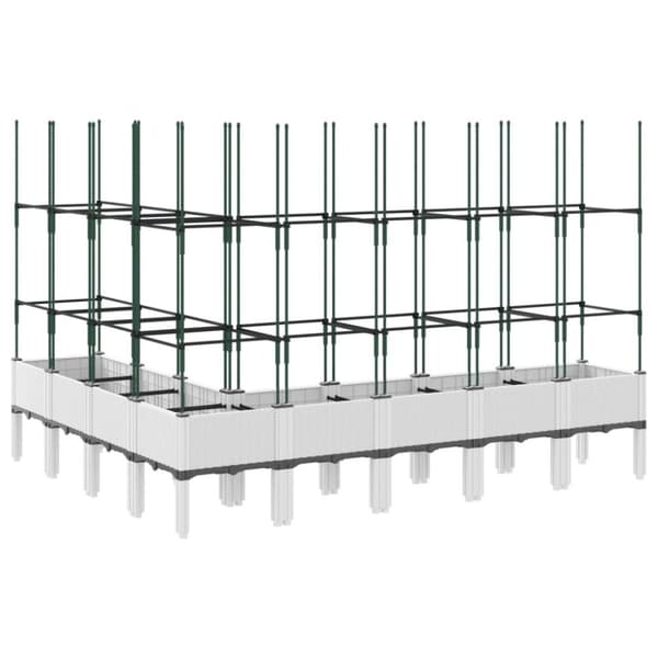 vidaXL Plantekasse med espalier hvit 200x160x142,5 cm PP