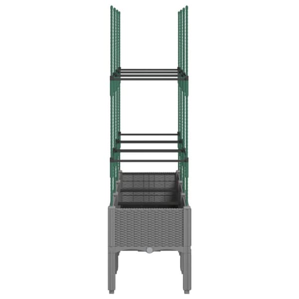 vidaXL plantekasse med espalier 120x40x142,5 cm PP lysegrå
