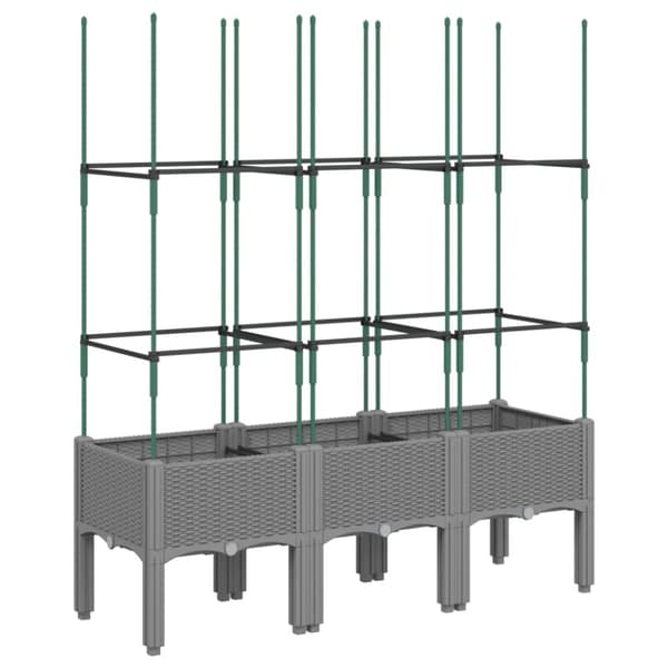 vidaXL plantekasse med espalier 120x40x142,5 cm PP lysegrå
