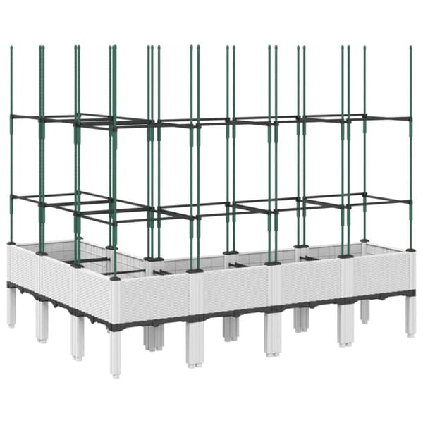 vidaXL Plantekasse med espalier hvit 160x120x142,5 cm PP