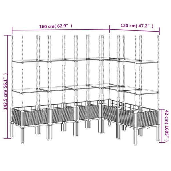 vidaXL Plantekasse med espalier hvit 160x120x142,5 cm PP