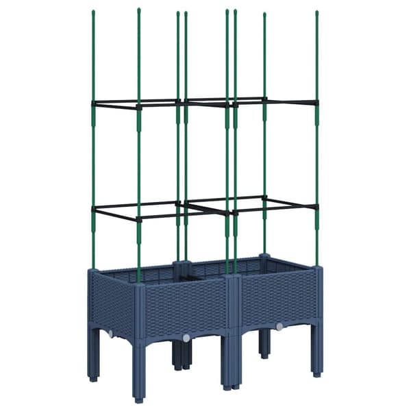 vidaXL Plantekasse med espalier grå 80x40x142,5 cm PP