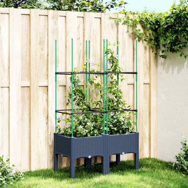 vidaXL Plantekasse med espalier grå 80x40x142,5 cm PP