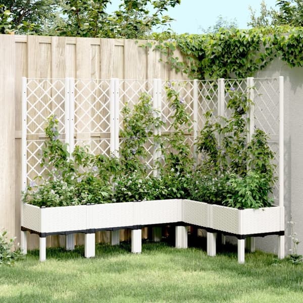 vidaXL plantekasse med espalier 160x120x142 cm PP hvid