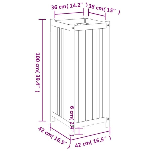 vidaXL plantekasse med for 42x42x100 cm massivt akacietræ