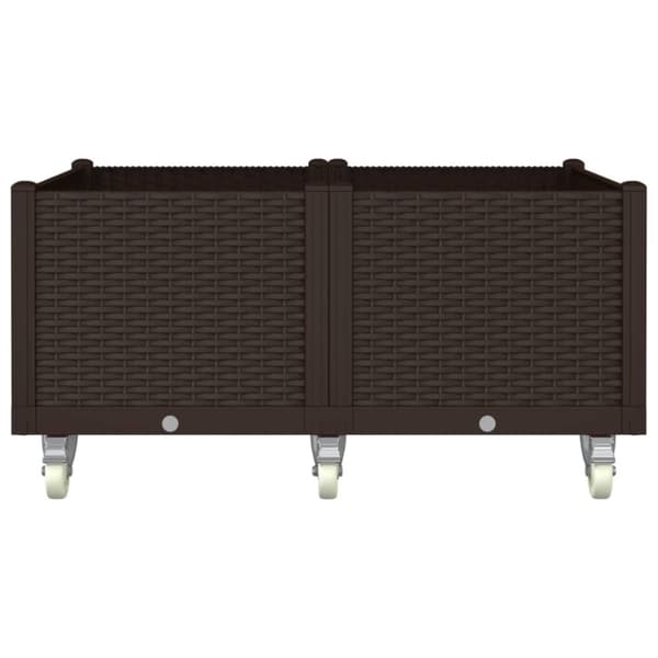 vidaXL plantekasse med hjul 100x80x54 cm PP brun