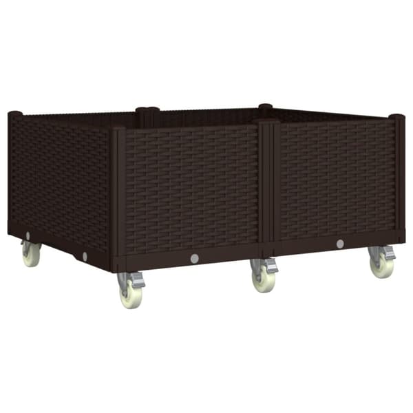 vidaXL plantekasse med hjul 100x80x54 cm PP brun