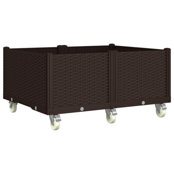 vidaXL plantekasse med hjul 100x80x54 cm PP brun