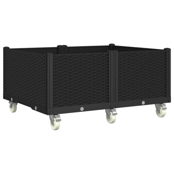 vidaXL plantekasse med hjul 100x80x54 cm PP sort